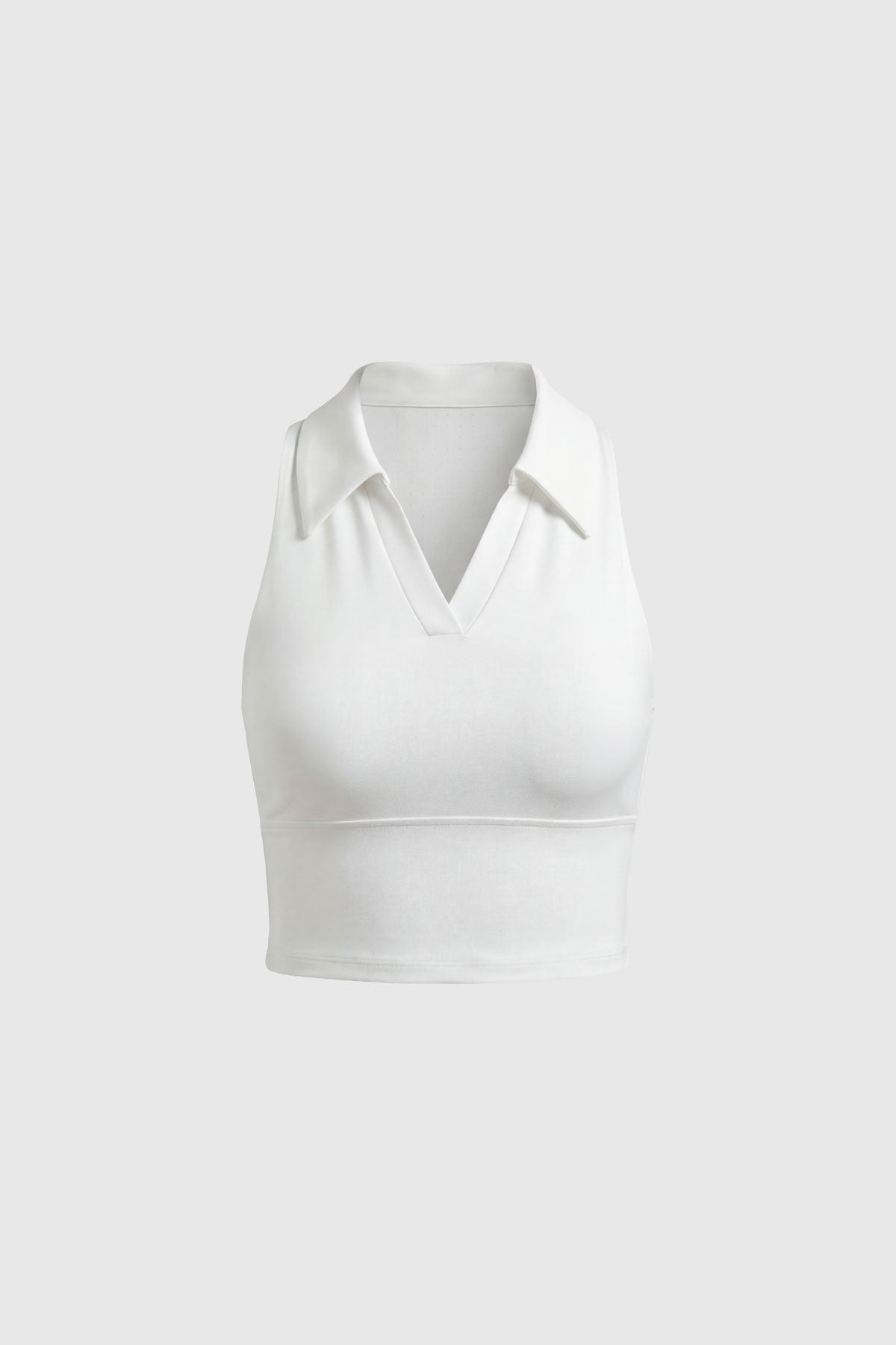 White golf collared crop top
