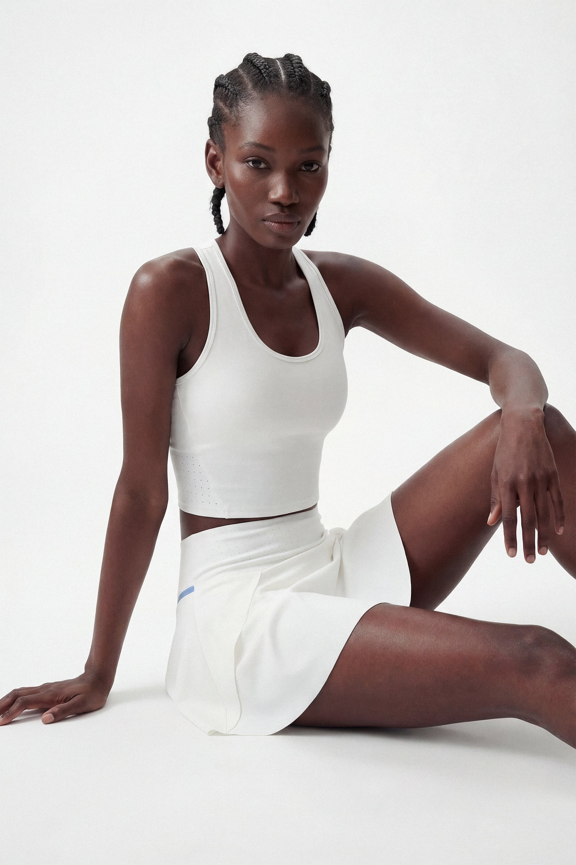 Tiebreaker Tennis Crop Top in White