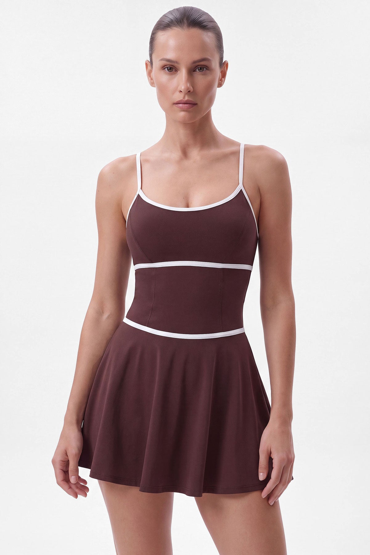 Line Call Tennis Dress in Brown
