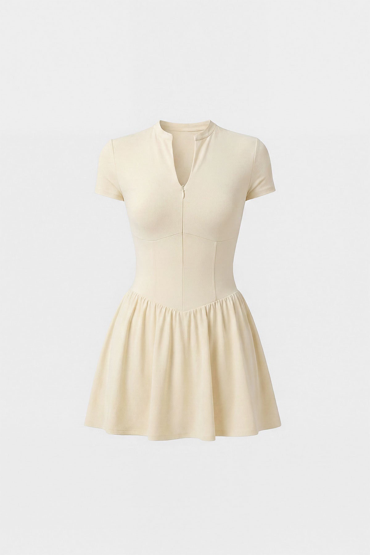 Butter yellow golf dress with short sleeves, built-in shorts and pocket