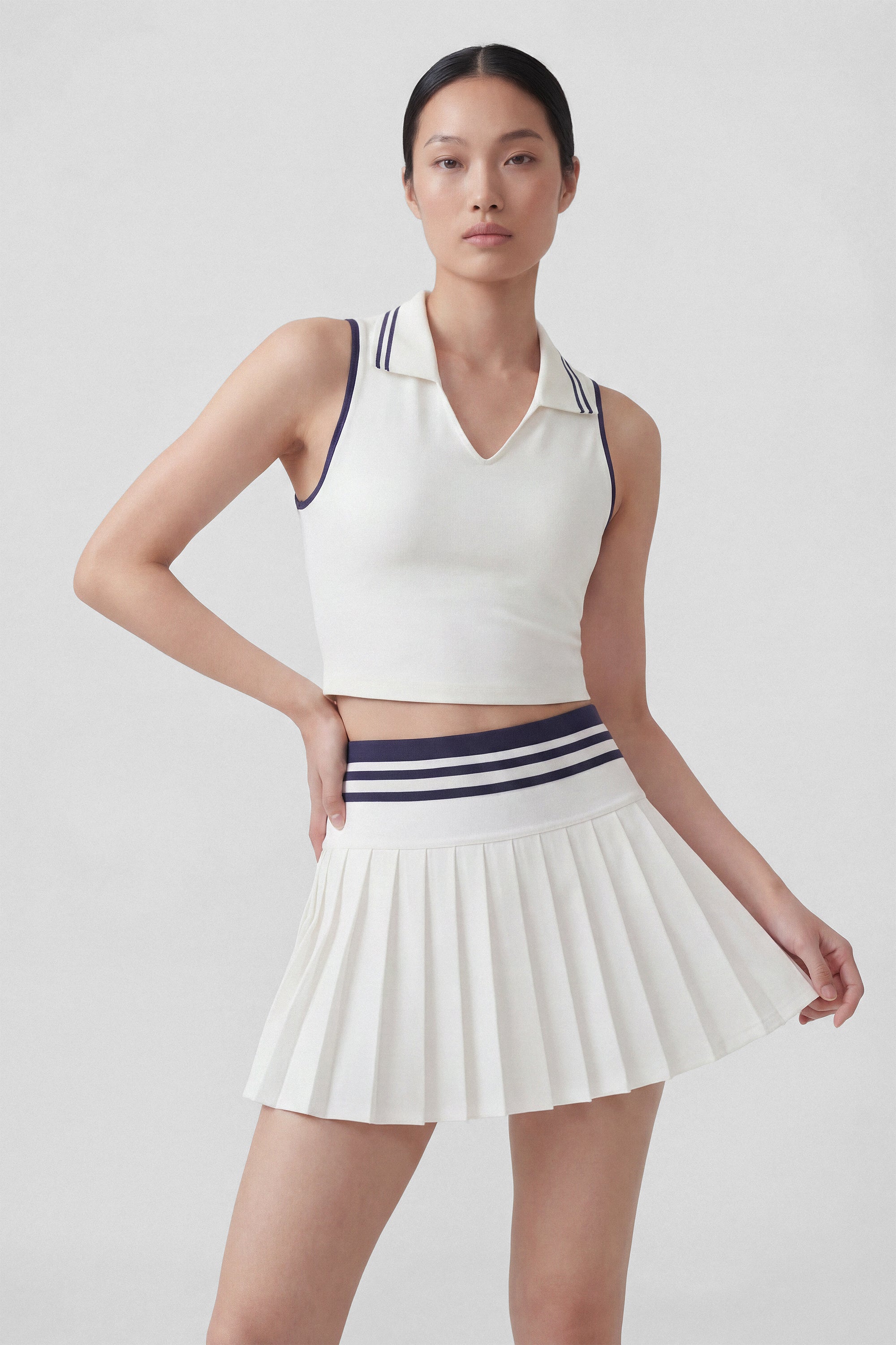Match Point Pleated Tennis Skirt in White